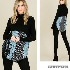 Black & Abstract Print Top